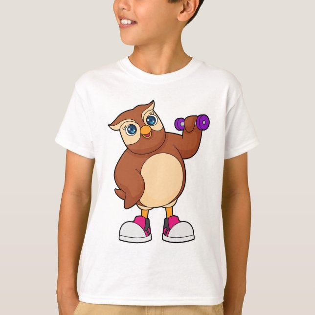 Camiseta Owl Fitness Dumbbell (Anverso)