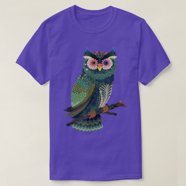 Camiseta Owl Floral Folk Art Asia Diseño Gráfico visual T (Diseño del anverso)
