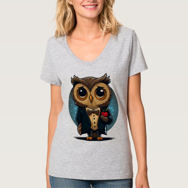 Camiseta Owl Groom in Love: Perfect El día de San Valentín  (Anverso)