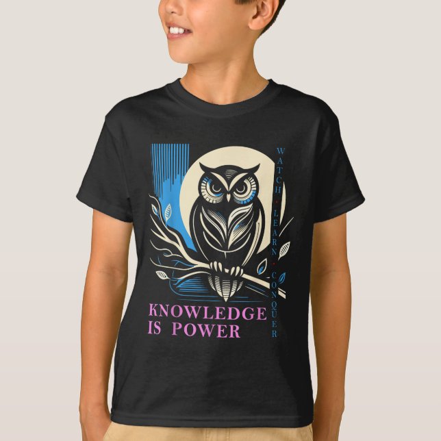 Camiseta Owl - Knowledge Is Wer - Wisdom Owl Design  (Anverso)