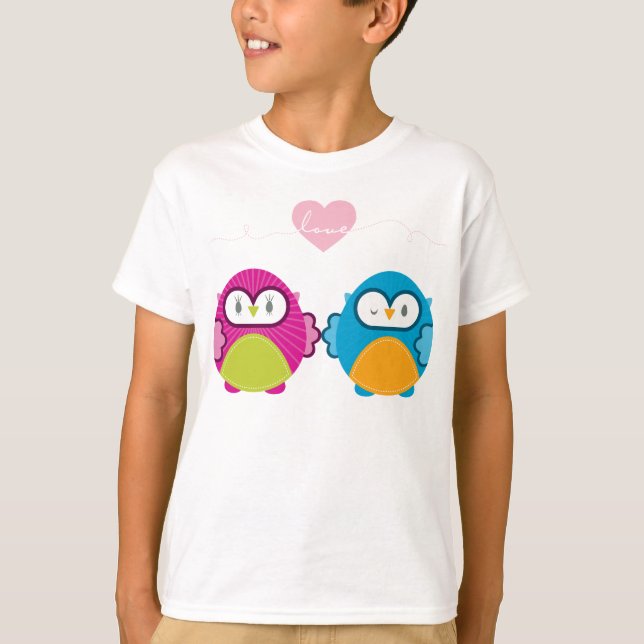 Camiseta OWL LOVE :: chica brillante + niño (Anverso)