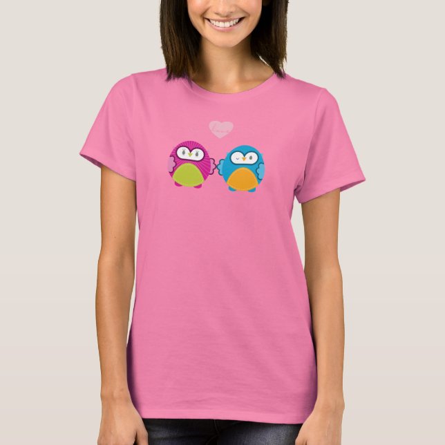 Camiseta OWL LOVE :: chica brillante + niño (Anverso)