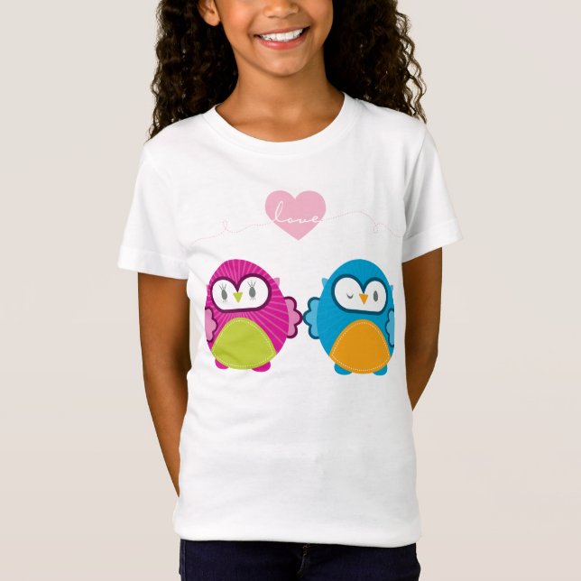 Camiseta OWL LOVE :: chica brillante + niño (Anverso)