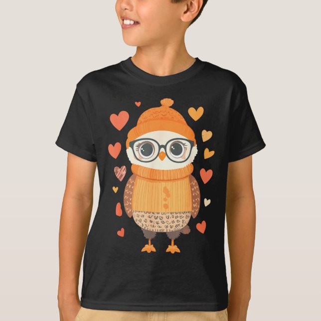 Camiseta Owl Lover Heart Girls Valentine’s Day Women Owl  (Anverso)
