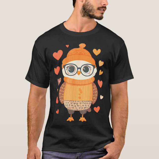 Camiseta Owl Lover Heart Girls Valentine’s Day Women Owl  (Anverso)