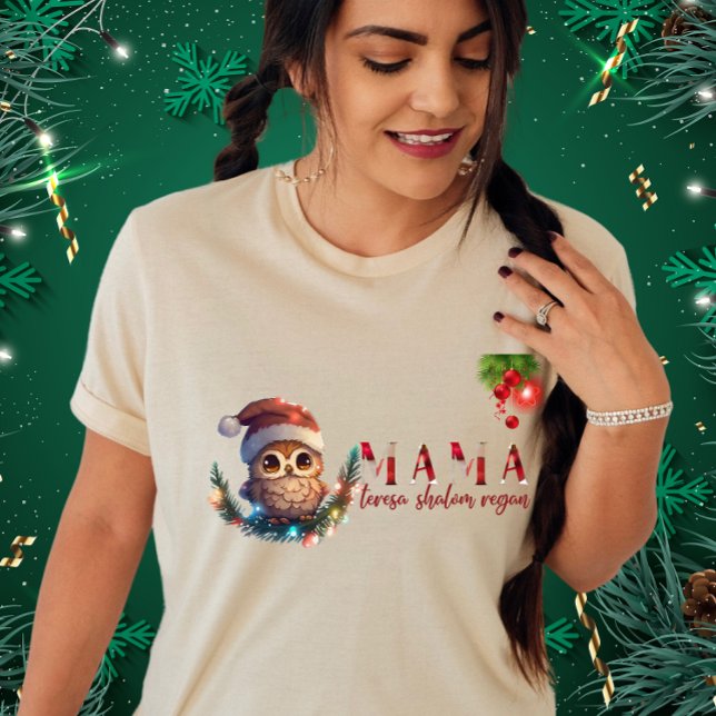 Camiseta Owl Navidades de Santa Hat ilumina obsequio de mam (Subido por el creador)