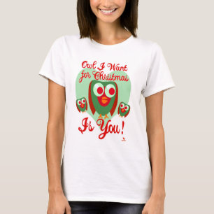 Camiseta Owl Quiero El Lema Divertido De Navidad