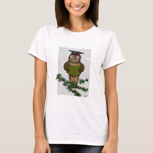 Camiseta Owl Reading On Branch (Anverso)