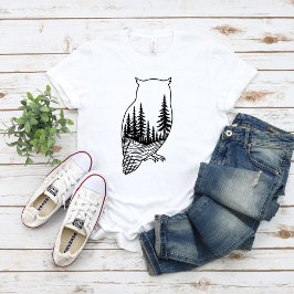 Camiseta Owl Silhouette with Forest Scene
