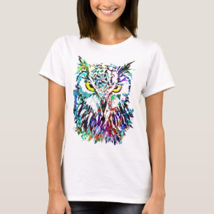 Camiseta Owl T-Shirt   Dibujo de búho colorido   Arte abstr