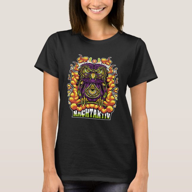Camiseta Owl trippy psychodelic coloured (Anverso)