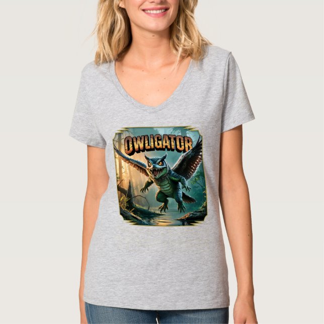 Camiseta Owligator Illustration – Owl Alligator Funny Scary (Anverso)