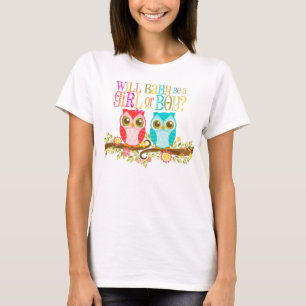 Camiseta Owls - Will Baby Be a Girl or Boy? Maternity Shirt