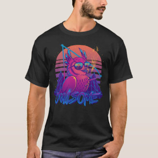 Camiseta Owlsome - pájaro impresionante Retrowave 80s del