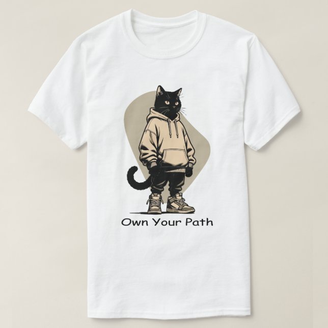 Camiseta Own Your Path – Business Mindset Streetwear Cat (Diseño del anverso)