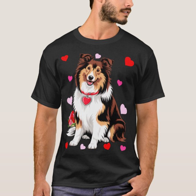 Camiseta Owner Mom Dad Sheltie Dog Lover Valentines Day  (Anverso)