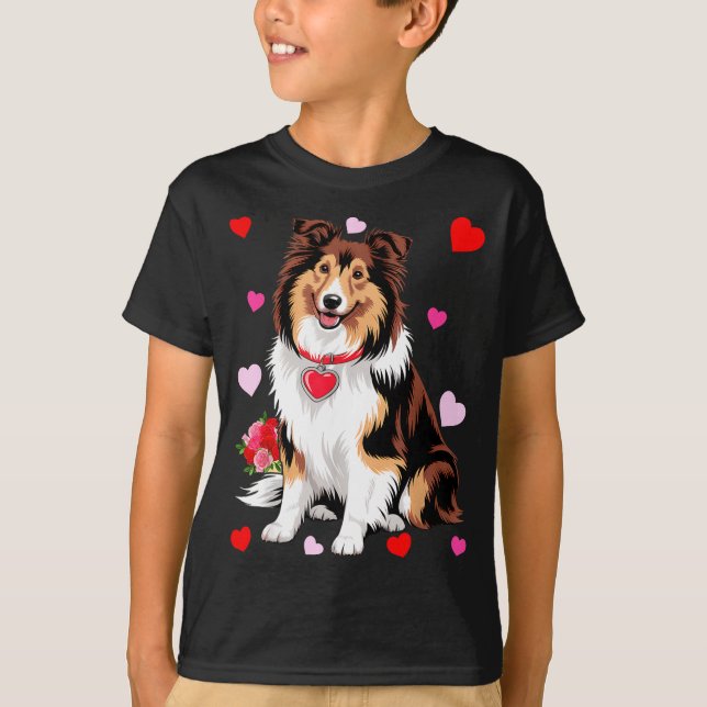 Camiseta Owner Mom Dad Sheltie Dog Lover Valentines Day  (Anverso)