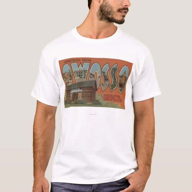 Camiseta Owosso, Michigan - escenas grandes de la letra (Anverso)
