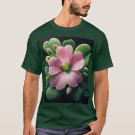 Camiseta Oxalis verde y rosa floral