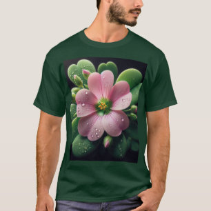 Camiseta Oxalis verde y rosa floral