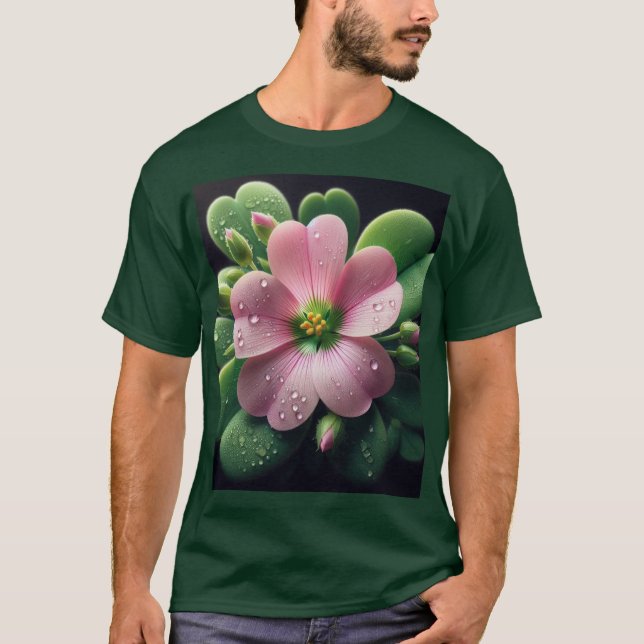 Camiseta Oxalis verde y rosa floral (Anverso)