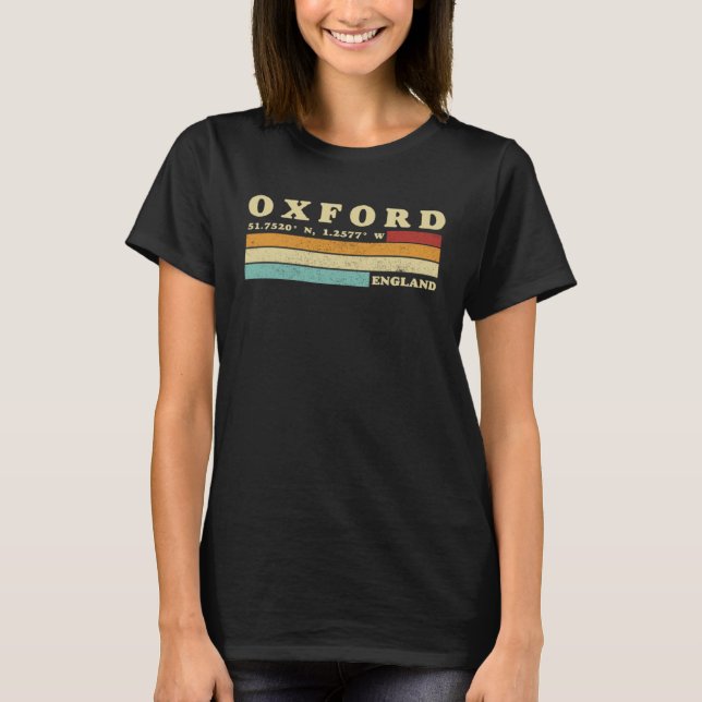 Camiseta Oxford Inglaterra Ciudad Retro Longitud Latitud (Anverso)
