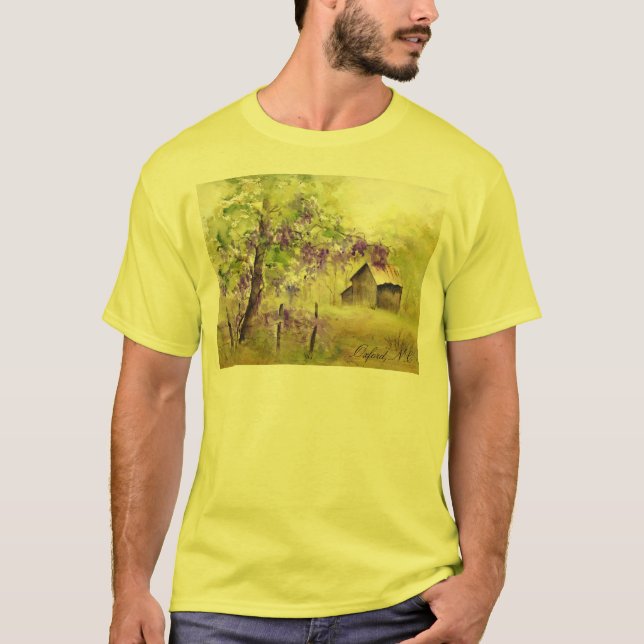Camiseta Oxford, paisaje del NC y granero (Anverso)