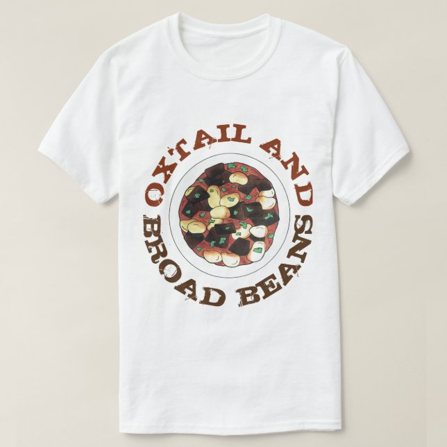Camiseta Oxtail y habas anchas preparan comida jamaiquina (Diseño del anverso)