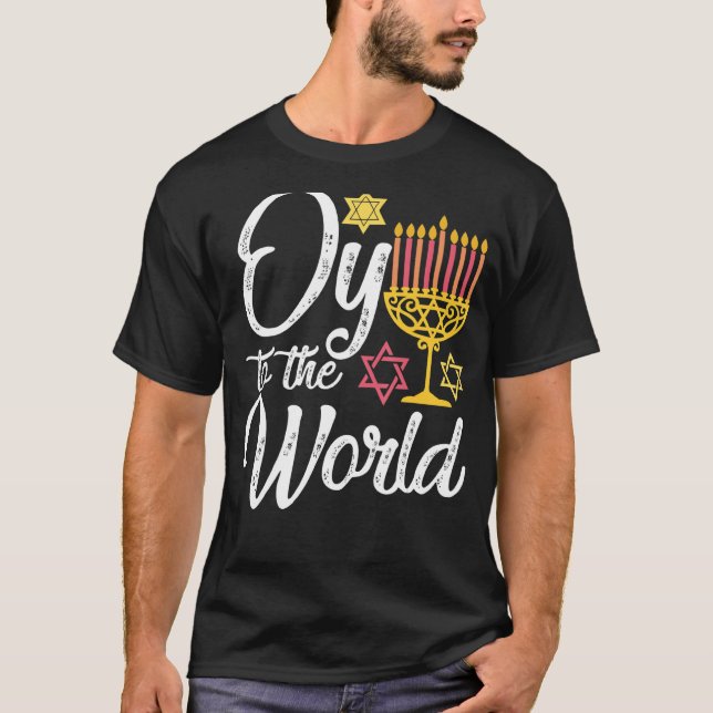 Camiseta Oy Al Mundial Hanukkah Ocho Días Celebración Judía (Anverso)