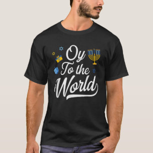 Camiseta Oy Al Mundo Judío Hanukkah Menorah Estilo Feo