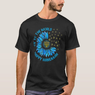 Camiseta Oy To World Happy Hanukkah Sunflower Menorah J