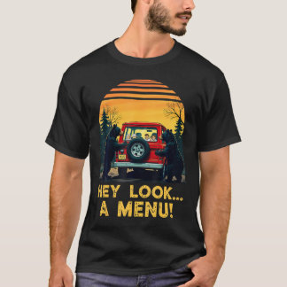 Camiseta Oye Mira Un Menú Divertido Oso De Camping Senderis