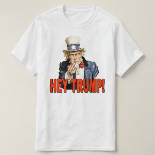 Camiseta ¡Oye Trump! Tío Sam con dedo medio anti Trump