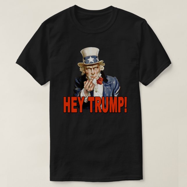Camiseta ¡Oye Trump! Tío Sam con Dedo Medio contra Trump (Diseño del anverso)