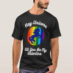 Camiseta Oye Unicornio ¿Serás Mi Valentín Arcoíris Día de S