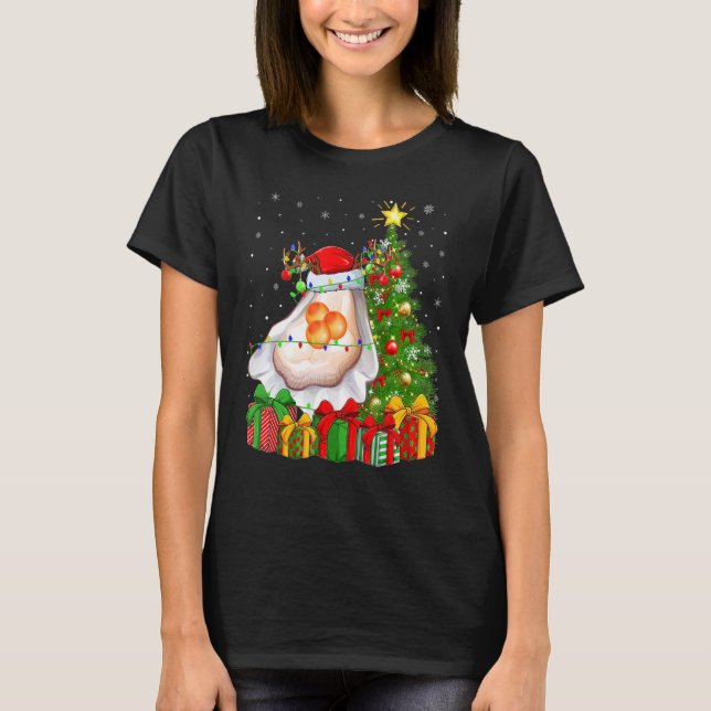 Camiseta Oyster   Xmas Holiday Santa Oyster Christmas Tree (Anverso)