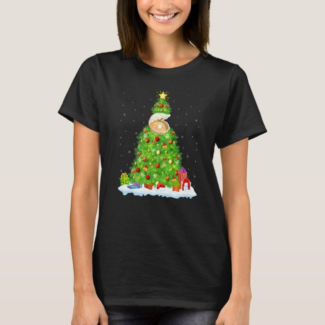 Camiseta Oyster Xmas Iluminación Árbol divertidos Navidades (Anverso)