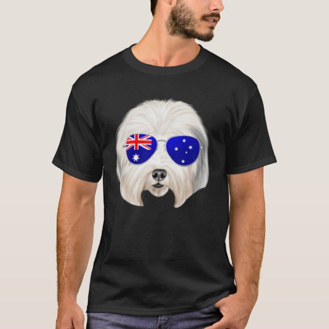 Camiseta OZ Flag Old English Sheepdog Dog Australia Pocket (Anverso)