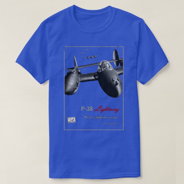 Camiseta P38 Luchador estadounidense Lightning WW2 (Diseño del anverso)