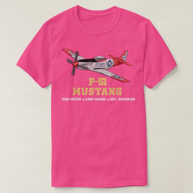 Camiseta P51 Mustang, bombardero de la Segunda Guerra Mundi (Diseño del anverso)