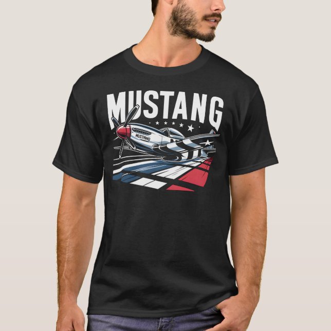Camiseta P51 Mustang - Rojo, Blanco y Azul (Anverso)