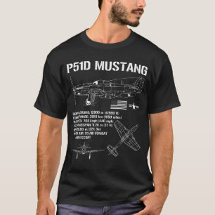 Camiseta P51 Mustang WII Especificaciones del avión militar