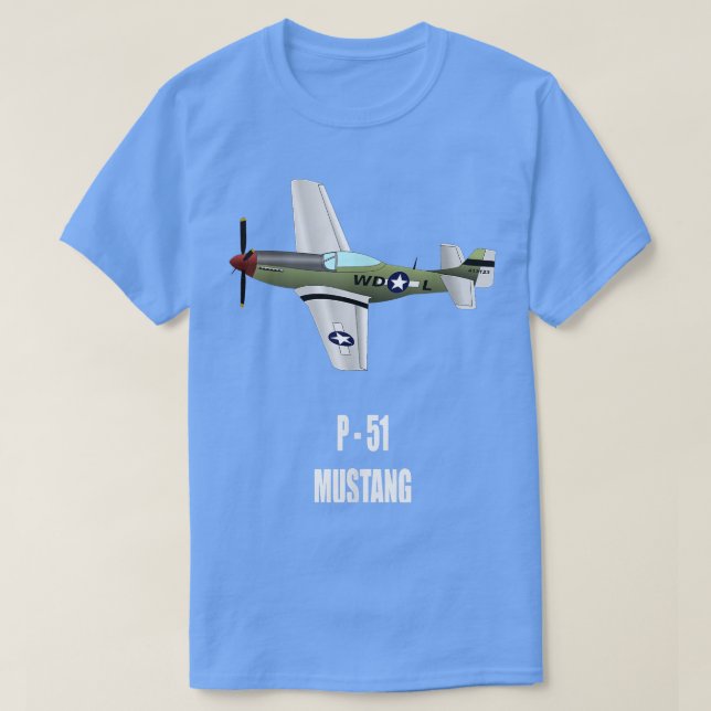 CAMISETA P51 MUSTANG WORLD WAR II MILITARY AIRPLANE SHIRT  (Diseño del anverso)