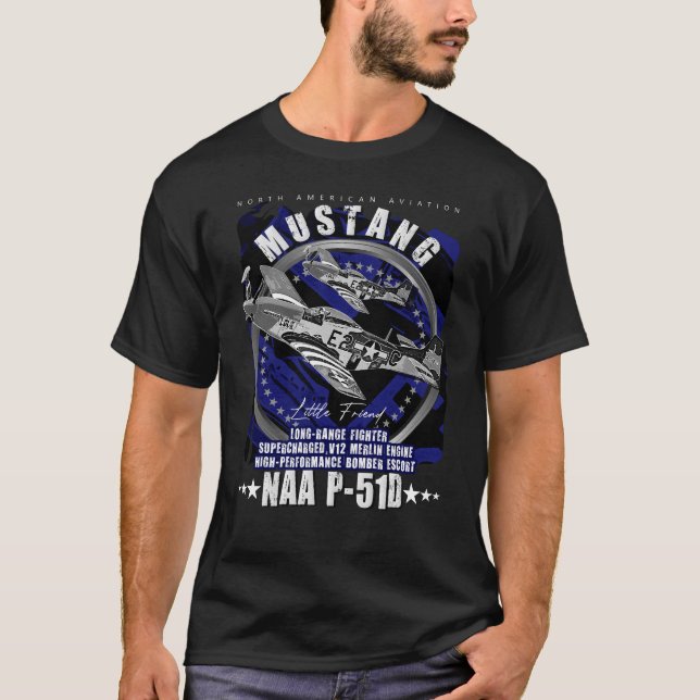 Camiseta P-51 Luchador Mustang North American Aviation WW2 (Anverso)