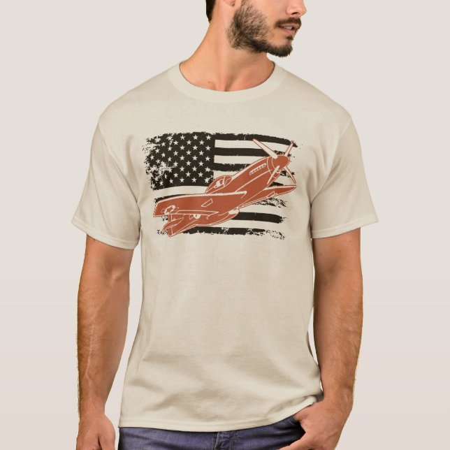 Camiseta P-51 Mustang American Fighter Plane (Anverso)