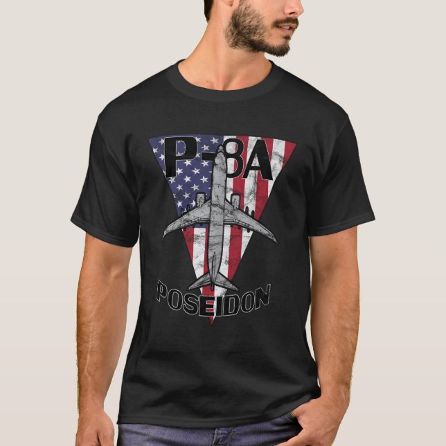 Camiseta P-8 Patriótico del avión militar Poseidon (Anverso)
