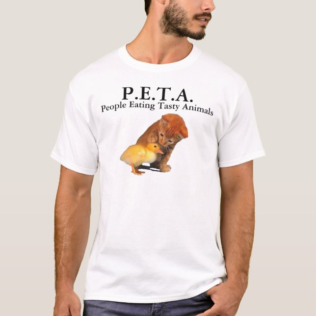 Camiseta P.E.T.A. Gente que come animales sabrosos (Anverso)