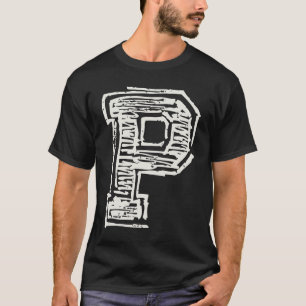 Camiseta P en letra atlética vintage
