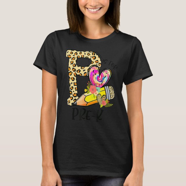 Camiseta P Es Para El Profesor Preescolar Leopard Primer Dí (Anverso)