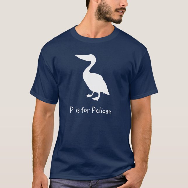 Camiseta P es para Silueta Blanca de Pelícano (Anverso)